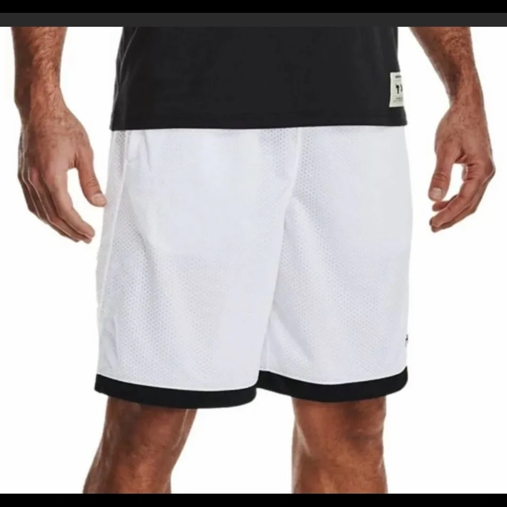 Under Armour Project Rock Mens Iron Paradise White Mesh Shorts 1361618 Sz - Picture 2 of 9